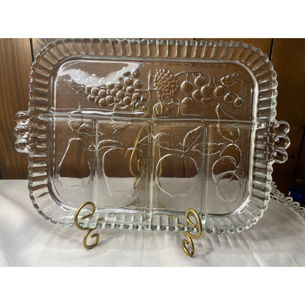 Indiana Glass Company  5-part divided clear glass relish tray/serving platte
